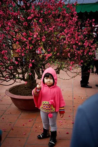Em bé ở chùa Trấn Quốc.