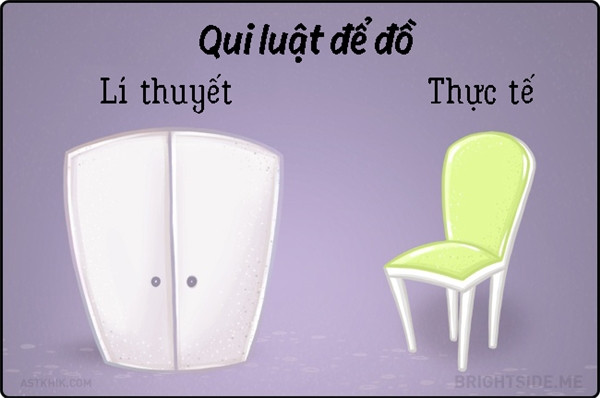 Có tủ nhưng để ngay ghế cho tiện lấy.