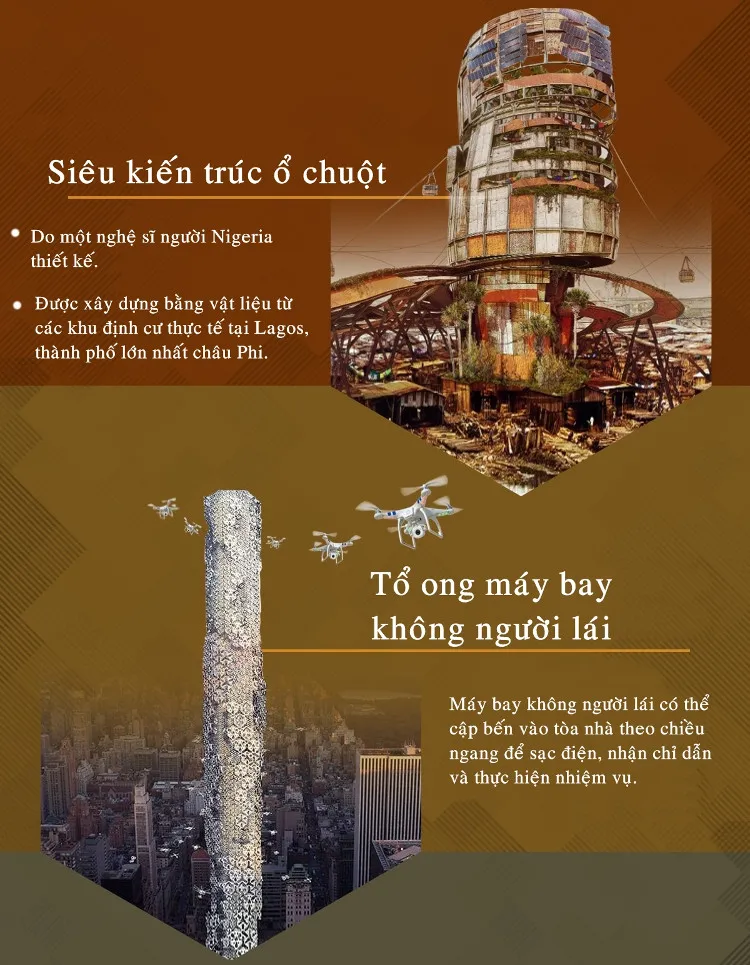 Tòa nhà siêu kiến trúc ổ chuột do một nghệ sĩ Nigeria thiết kế.