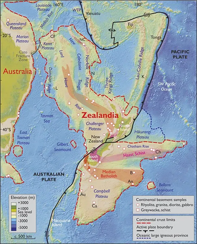 Bản đồ lục địa Zealandia.