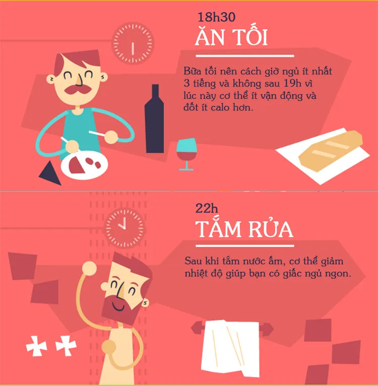 Bữa tối nên cách giờ ngủ ít nhất 3 tiếng.